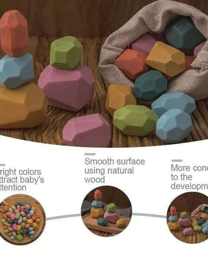 Colorful Wooden Building Blocks Kit for Creative Learning and Logical Development