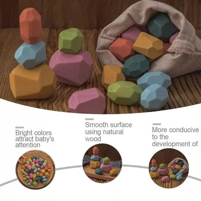 Rainbow Wooden Blocks Set for Developing Cognitive Skills