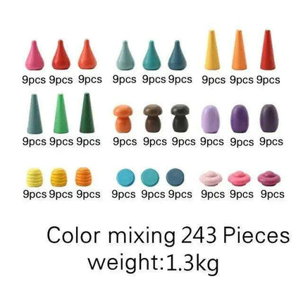 Colorful Wooden Building Blocks Kit for Creative Learning and Logical Development