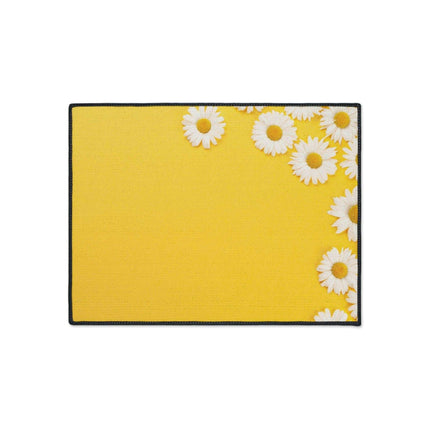 Chic Chamomile Personalized Area Rug with Modern Black Edging and Vibrant Designs