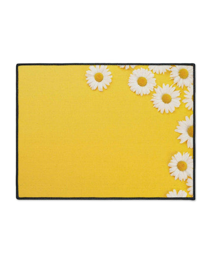 Chic Chamomile Personalized Area Rug with Modern Black Edging and Vibrant Designs