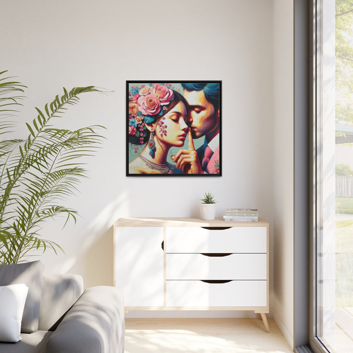 Elegant Affection - Eco-Friendly Matte Canvas Artwork in Black Pinewood Frame