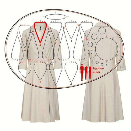 Acrylic Neckline Template Ruler - Essential Tool for Fashion Design and Pattern Creation
