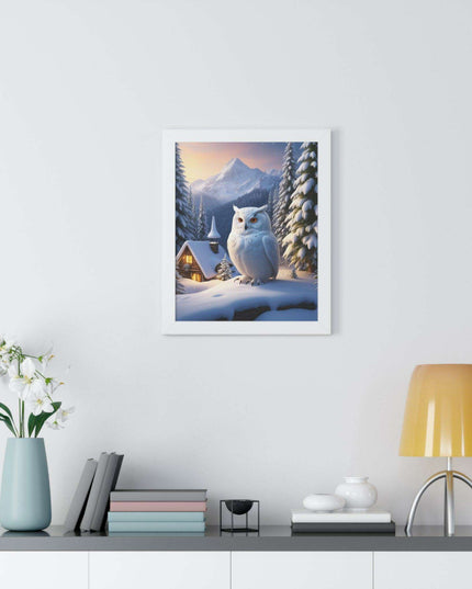 Sustainable Winter Owl Framed Wall Art: Elegant Eco-Friendly Decor for Your Home