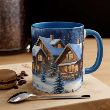 Colorful Holiday Cheer Ceramic Coffee Mug - 11oz Two-Tone Design