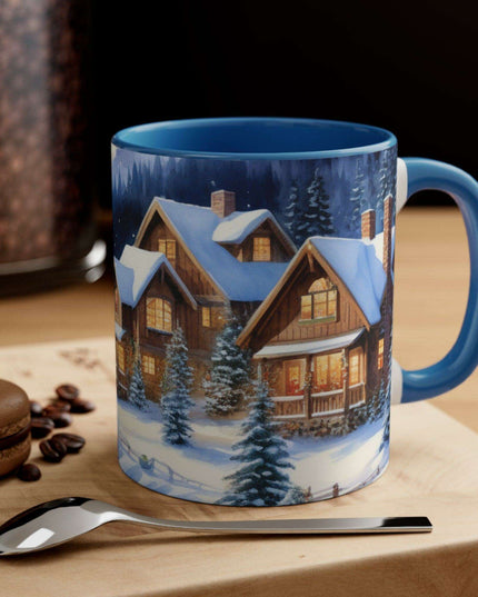 Colorful Holiday Cheer Ceramic Coffee Mug - 11oz Two-Tone Design