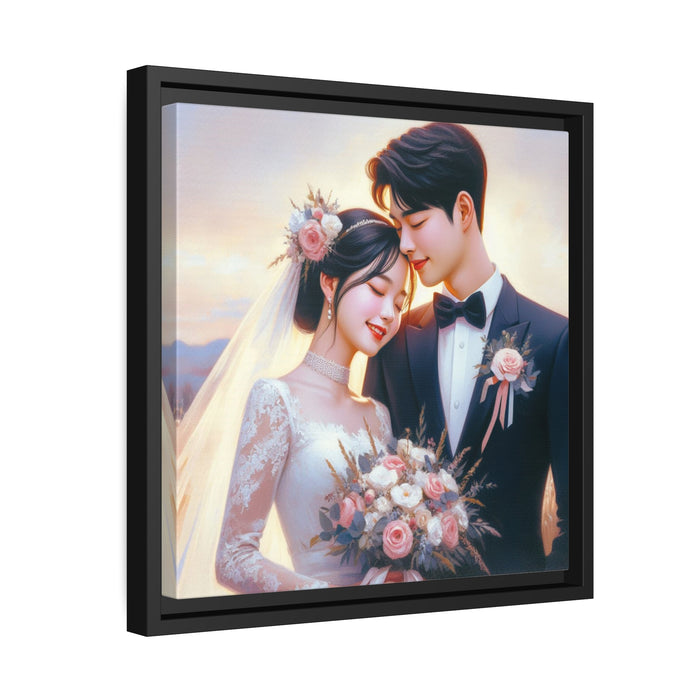 Elegant Matte Canvas Artwork - Love Couple Design with Sustainable Pinewood Frame