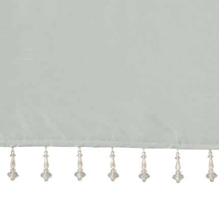 Room & Decor Lightweight Faux Silk Valance with Beads, Dusty Aqua 50x2
