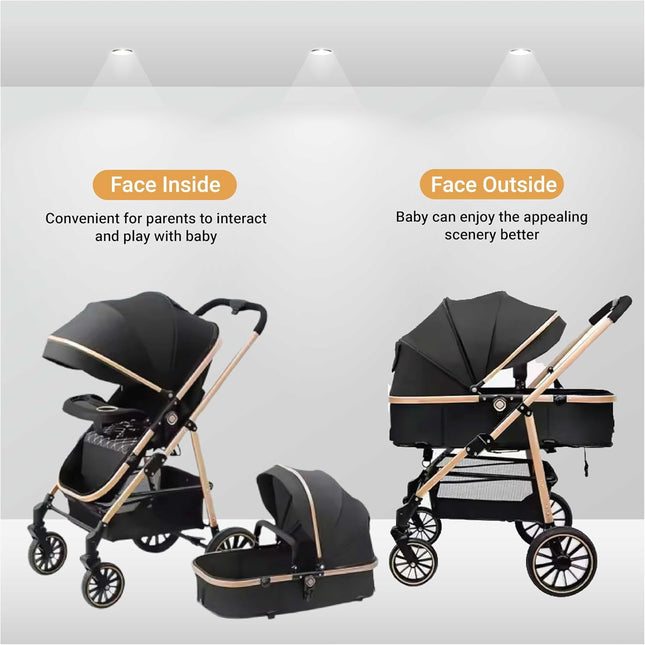 Peekaboo Studio 3-in-1 Pram & Pushchair Stroller with Sleeping Basket,