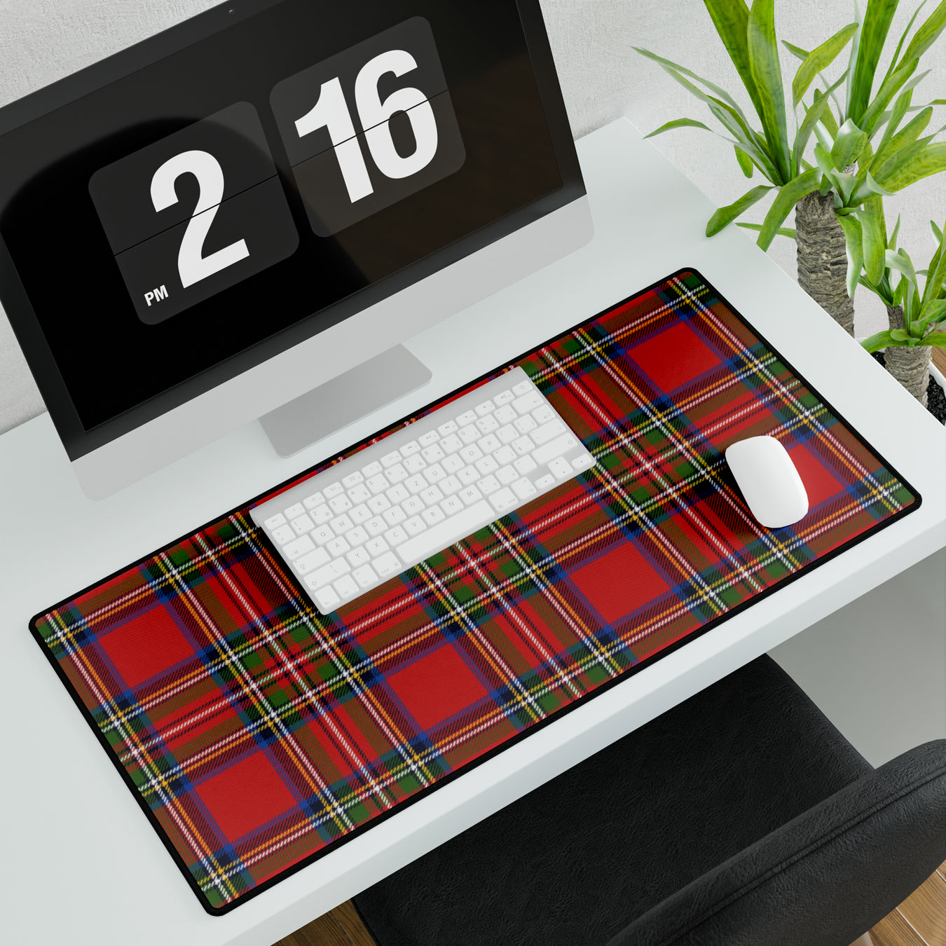 Sophisticated Scottish Plaid Workspace Mat with Premium Touches