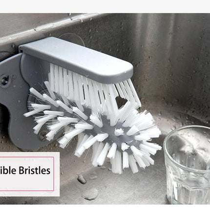 Double Head Suction Cup Wall Mounted Cleaning Brush for Glass and Kitchen