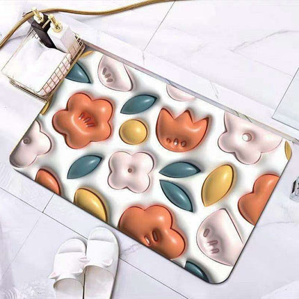 Elegant 3D Floral Design Quick-Dry Bath Mat