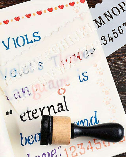 8-Piece Versatile Wave Letter Stencil Set for Creative DIY Crafts with Lace Design and Color Guide