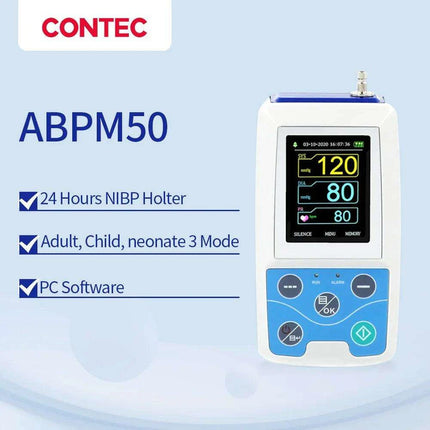 24-Hour Multi-Cuff Ambulatory Blood Pressure Monitor ABPM50+ with Free Data Analysis Software for All Ages - Très Elite