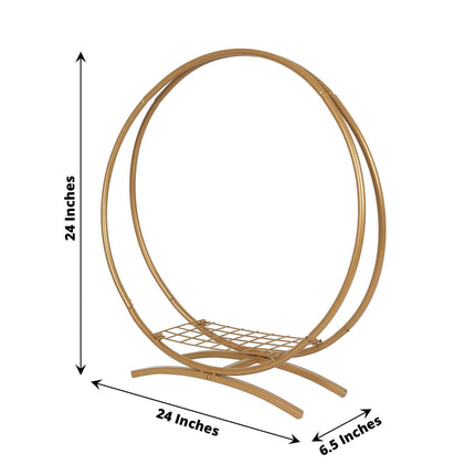 AliKopy Double Frame Hoop Table Centerpiece - Gold Metal, 24" Height