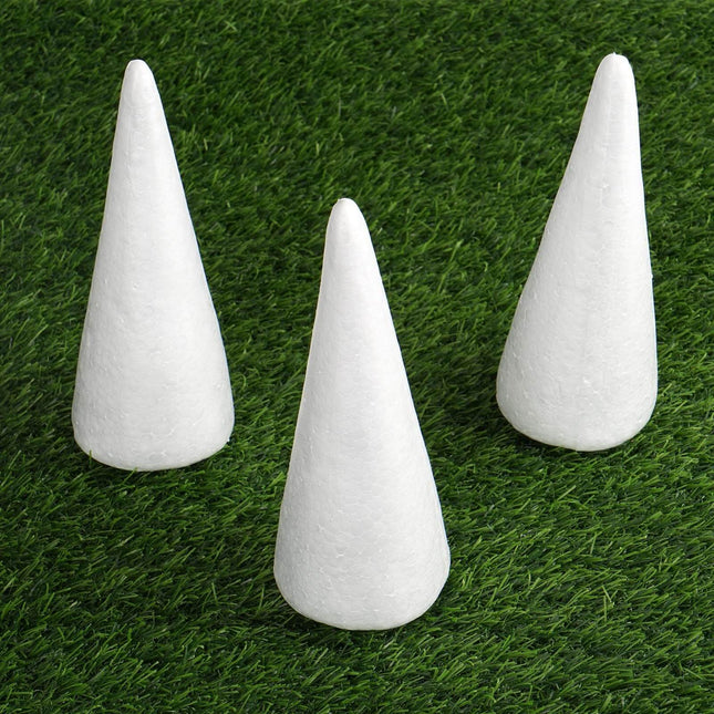 AliKopy 24 Pack 6" White Styrofoam Cones for DIY Crafts - Versatile &