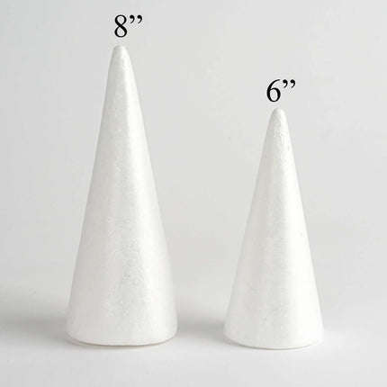 AliKopy 24 Pack 6" White Styrofoam Cones for DIY Crafts - Versatile &