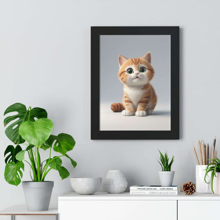 Sustainable Chic Cat Art Framed Print for Eco-Friendly Home Decor
