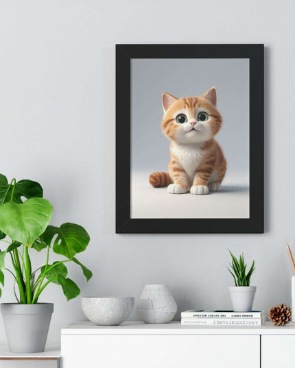 Sustainable Chic Cat Art Framed Print for Eco-Friendly Home Decor