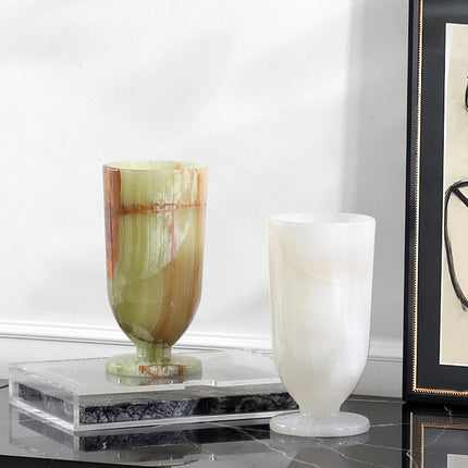 Marble Vase With Ancient Qing Jade Design In New Chinese Style Living Room Decor