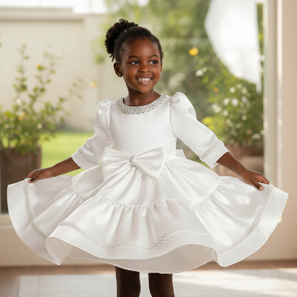 Peekaboo Studio Birthday Princess White Tutu Dress with Sparkling Acce