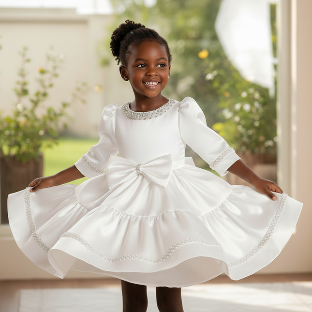 Peekaboo Studio Birthday Princess White Tutu Dress with Sparkling Acce