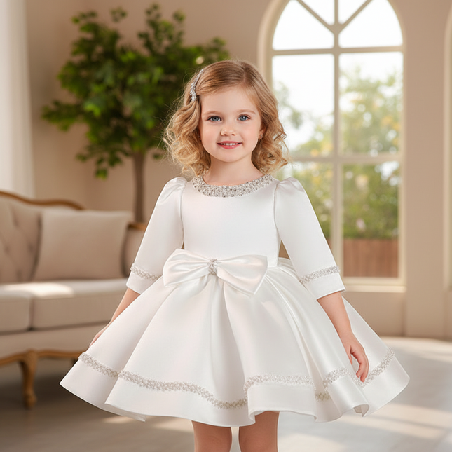 Peekaboo Studio Birthday Princess White Tutu Dress with Sparkling Acce