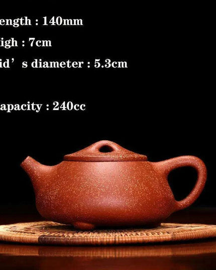 Handcrafted Dragon Blood Sand Yixing Clay Teapot Set for Authentic Puer Tea Brewing - 240CC Capacity