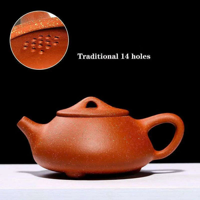 Handcrafted Dragon Blood Sand Yixing Clay Teapot Set for Authentic Puer Tea Brewing - 240CC Capacity