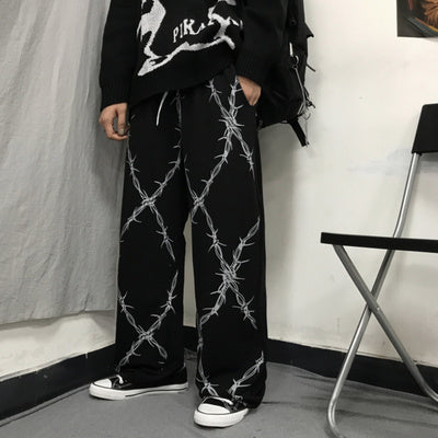 Peekaboo Studio Dark Print Casual Straight Pants with Comfortable Fit