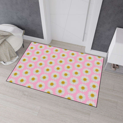 Chic Pink Daisy Non-Slip Welcome Mat - Maison d'Elite Luxe Series