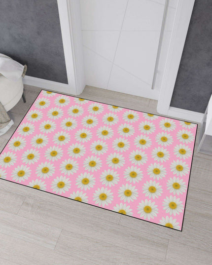 Chic Pink Daisy Non-Slip Welcome Mat - Maison d'Elite Luxe Series