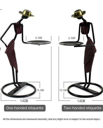 Artistic Vintage Iron Tealight Holders Featuring Elegant Women Figures