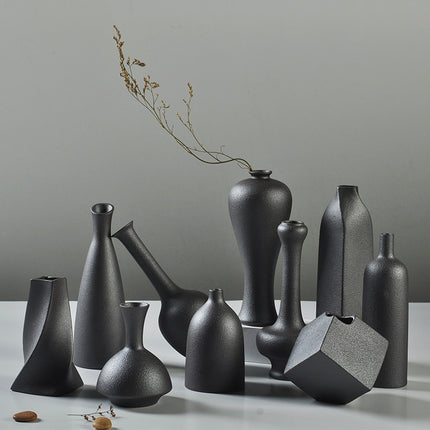 Rusty Glaze Ceramic Vase Set for Tabletop Floral Decor