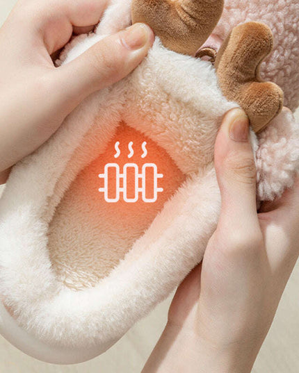 Cozy Elk Design Christmas Slip-On Slippers for Winter Home Comfort