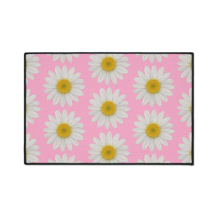 Chic Pink Daisy Personalized Area Rug with Non-Slip Backing - Luxurious Design