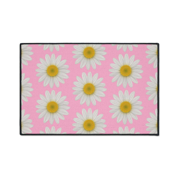 Chic Pink Daisy Personalized Area Rug with Non-Slip Backing - Luxurious Design
