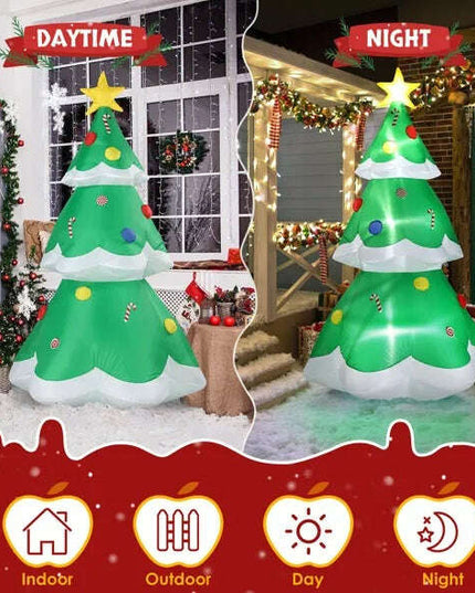 6.9 FT Lighted Christmas Inflatable Decoration, Inflatable Christmas Tree