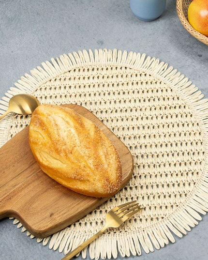 Set of 4 Rustic Bohemian Jute Round Placemats with Fringe for Stylish Dining Decor