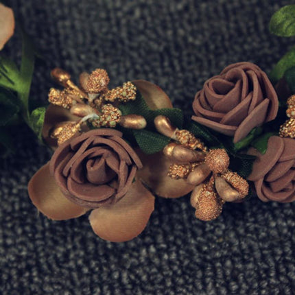 Peekaboo Studio Wedding Garland Flower Crown with Adjustable Fit & Sil