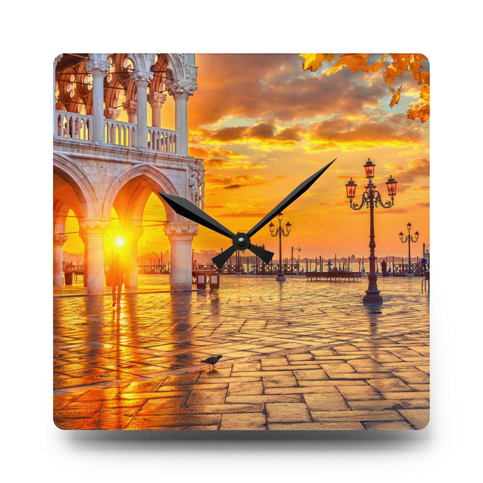 Piazza San Marco Wall Clocks - Round and Square Shapes, Multiple Sizes | Vibrant Prints, Keyhole Hanging Slot