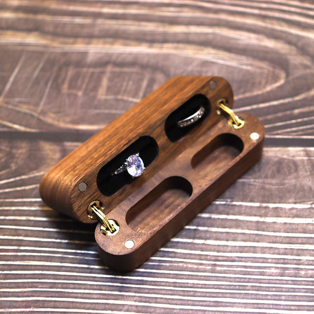 Ring Box Black Walnut Diamond Ring Pairing Box