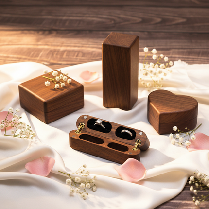 Ring Box Black Walnut Diamond Ring Pairing Box