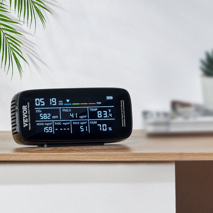 VEVOR Air Quality Monitor 9-IN-1 — CO2, PM2.5, TVOC, Humidity & Temperature