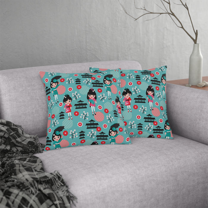 Waterproof Japanese Floral Outdoor Cushions: Zippered and Stain-Resistant