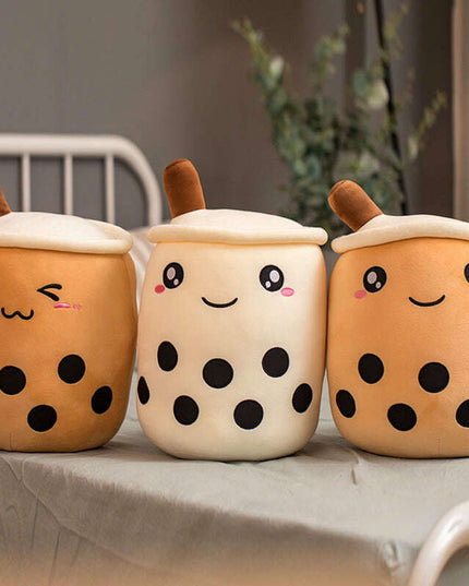 Cute Fruit Drink Plush Stuffed Soft Strawberry Milk Tea Plush Boba Tea Cup Toy Bubble Tea Pillow Cushion Kids Gift