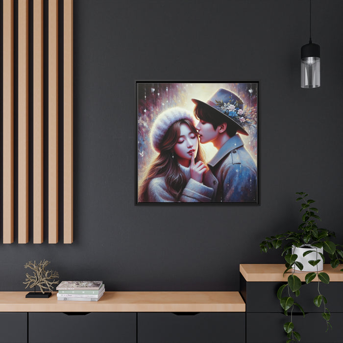 Elegant Black Pinewood Framed Valentine Matte Canvas Print