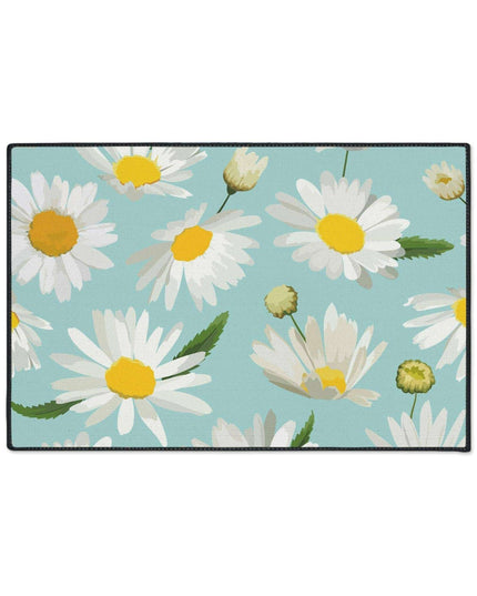Chic Geometric Chamomile Area Rug with Elegant Black Edging and Anti-Slip Base