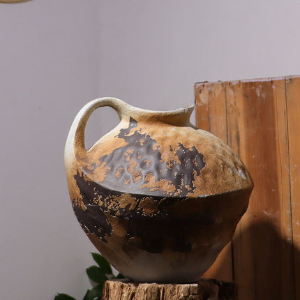 Mottled Kettle Ceramic Vases Set New Chinese Style Stoneware Butterfly Motif