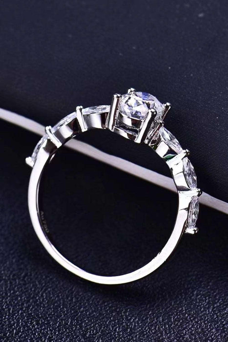 Exquisite 1 Carat Oval Moissanite Sterling Silver Ring with Zircon Accents - Luxury Collection